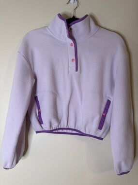 Old Navy Lilac Fleece Pullover with Purple Trim and Pink Buttons